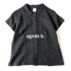agnes b. PARIS リネン半袖ブラウス ブラック　サイズ3のサムネイル