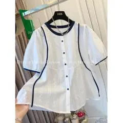 新品◎大人気 綺麗め パフスリーブ 刺繍 ブラウス 大きいサイズ 着痩せ