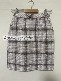 966 美品✨️Apuweiser-riche チェックツイードミニスカート