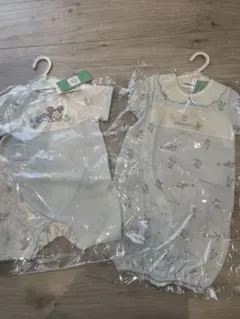 新品　ベビーミッキー　ロンパース 半袖　2着セット　50 60 70 水色