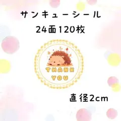 サンキューシール ハリネズミ ハンドメイド 梱包 24面 丸シール 2cm 丸