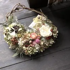 秋色紫陽花色々もりもりリース　ミニミニスワッグ付き！！