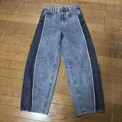 GU ツートンバレルレッグ ジーンズ