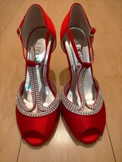 ハイヒール　オープントー　赤