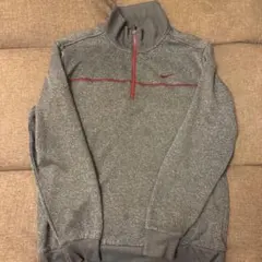 NIKE GOLF ハーフジップスウェット グレー×レッド 刺繍ロゴ L