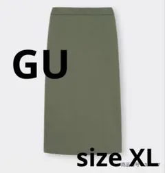 美品　GU カットソースリットナローミディスカート オリーブ XL タイトのサムネイル