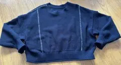 LOWRYSFARM ローリーズファーム　長袖　重ね着風ニット　ショート　黒