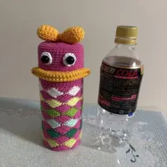 パクパクモンスター。水筒、ペットボトルカバー。(500ml)。コットン糸使用。のサムネイル