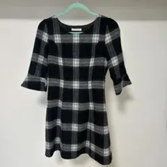 BE RADIANCE 黒と白のチェック柄ワンピース