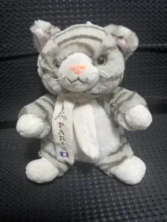 ストライプ猫ぬいぐるみ PARISタグ付き