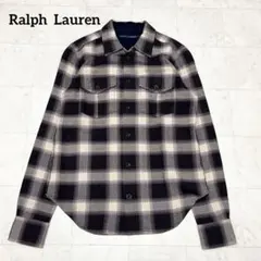 ラルフローレン オンブレチェックシャツ シャドー長袖 オープンカラー レーヨン
