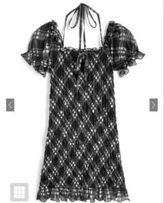 GRL 2Wayチェック柄シャーリングホルターネックミニワンピース