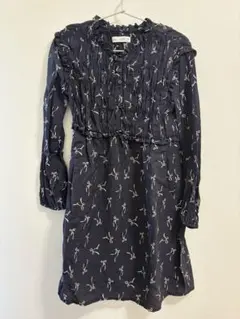 ZARA ネイビー リボン柄 ワンピース