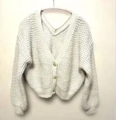 【ローリーズファーム】アイボリー Vネック ニットカーディガン