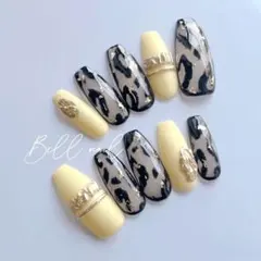 ヒョウ柄ネイルチップ 夏レオパード ギャル コギャル シースルーネイル【015】