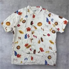 美品✨Papas アロハシャツ柄 オープンカラー リネンシャツのサムネイル