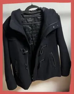 【nano・universe】ダッフル風ショートコート ブラック L フード付き