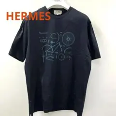 HERMES 自転車プリント Tシャツ ネイビーのサムネイル