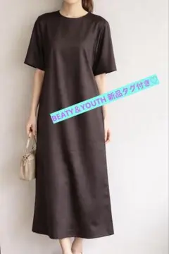 【新品】BEAUTY&YOUTH ダークブラウン カットソーワンピース S