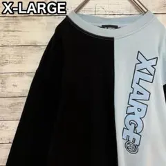 t*6様 1092【入手困難】エクストララージ♤刺繍ビッグロゴ　ツートンスウェッ