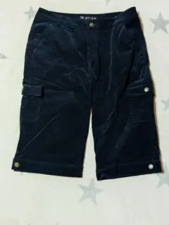 コーデュロイ調 黒系 七分丈パンツ 試着のみのクローゼット保管品 畳みシワアリ