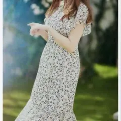 Her lip to muguet printed romantic dress
