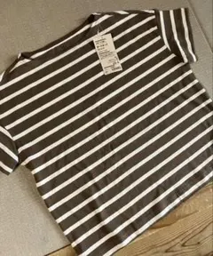 新品♡無印良品太番手天竺オーガニックコットンボーダーボートネックTシャツXS Sのサムネイル
