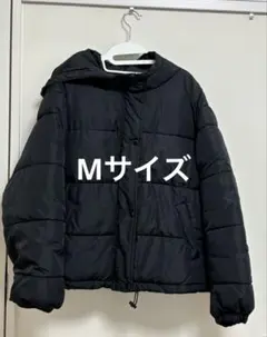 【訳ありフード付き黒ダウンジャケット　Mサイズ】