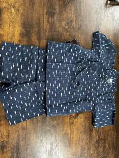 ネイビー 魚柄 甚平 サイズ80