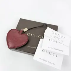 【付属品付き/美品】GUCCI グッチ ハート型 レザーキーホルダー ストラップ