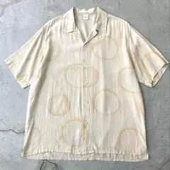 90s PERRY ELLIS ドットシャツ オープンカラー シルク Lのサムネイル