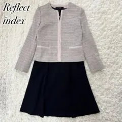 美品 Reflect リフレクト ツイード ノーカラージャケット ピンク