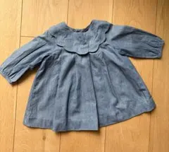 Jacadi ワンピース 6M 67cm スカラップ襟 ブルー ベビー 女の子
