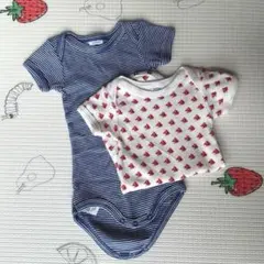 プチバトー　ロンパース　肌着　半袖　2枚セット　3m 60cm