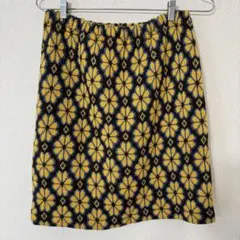 花柄ニットひざ丈スカート　ハンドメイド　古着
