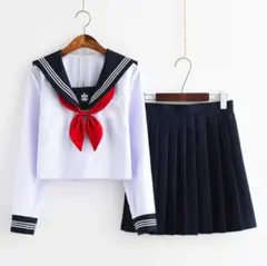 長袖 セーラー服 リボン3種 + ハイソックス付き コスプレ