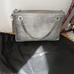 M.U.L.グレー クロコダイル型押し ショルダーバッグ