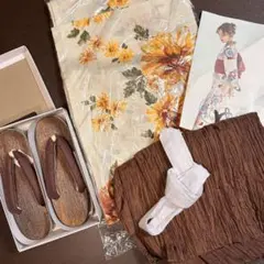 Dita 花柄浴衣・ブラウン下駄セット