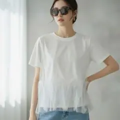 24SS！美品！チュールスリーブトップ ブラウス ダイアグラム グレース 