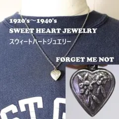 40s　スウィートハートジュエリー　WW2　シルバー　チャーム　二輪　勿忘草