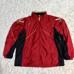 ちょい厚手！赤✕黒 ASICS　フード内蔵　ウィンドブレーカー L