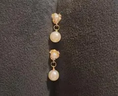 ゴールド パールピアス　クリスタル