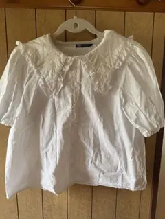 ZARAザラ　キルティング襟付き半袖ブラウス