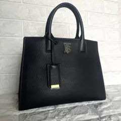美品 バーバリー 2way ショルダーバッグ TBロゴ ゴールド金具 シボ革