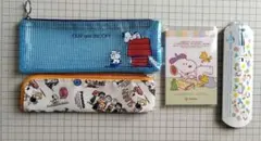 スヌーピー オラフ 중고 ペンケース 2点 セット おまけ メモ帳 カラーペン