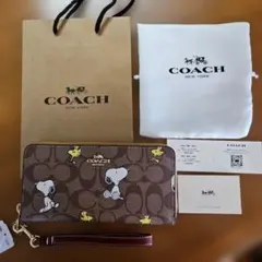 ⭐コーチ CE705 スヌーピー柄 長財布 シグネチャー ブラウン