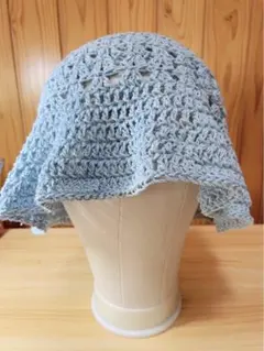 ハンドメイド　帽子　コットン　かぎ針編み　編み物のサムネイル