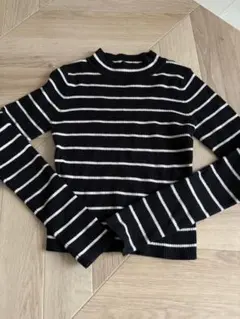 EGOIST 黒白ストライプ タートルネック