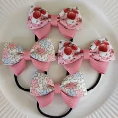 【151】くすみピンクヘアゴム4個セット