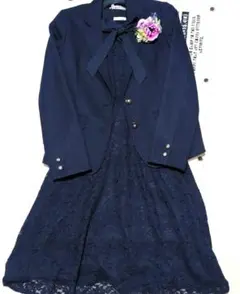 ネイビーセレモニースーツ　ジャケット & 総レースワンピース 卒業式・入学式　L